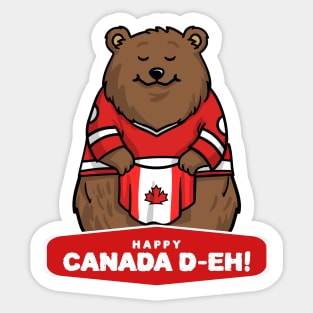 Canada Day Canadian Pride I Love Canada Bear Sticker